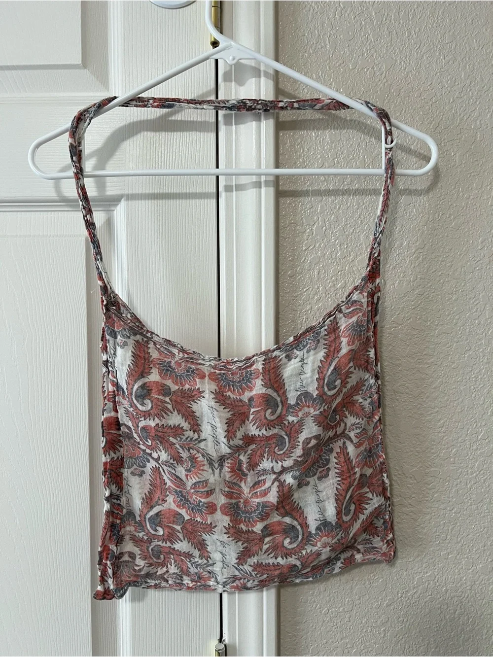 Free People Linen Lightweight Paisley Floral Print Boho Hobo Shoulder Bag